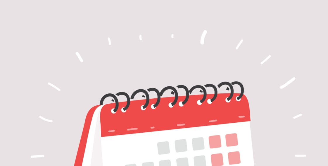 Colored animated image of a calendar with circled event date