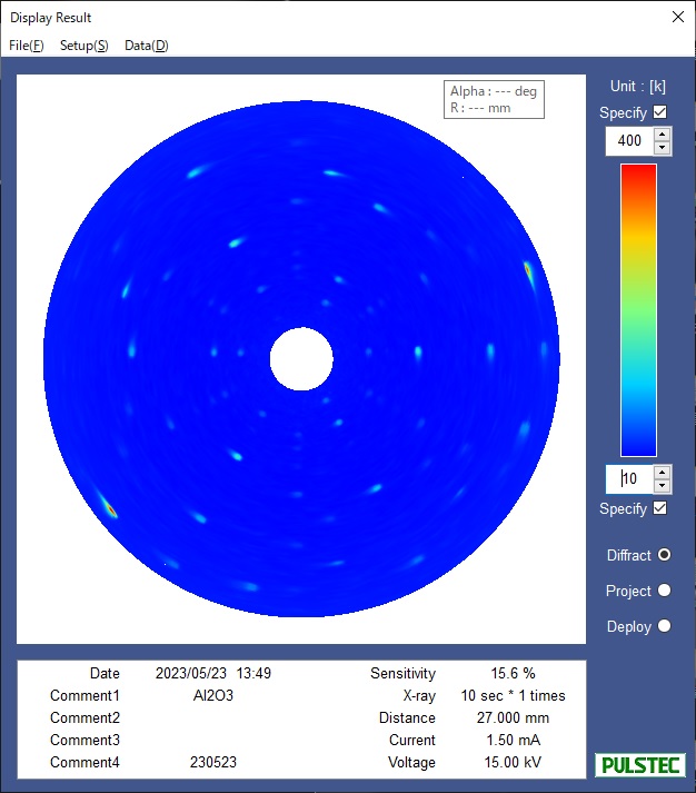 Single crystal image display from the s-Laue software