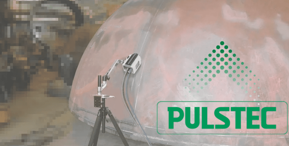 Pulstec's XRD residual stress analyzer being used in the field to measure part of a large, steel structure
