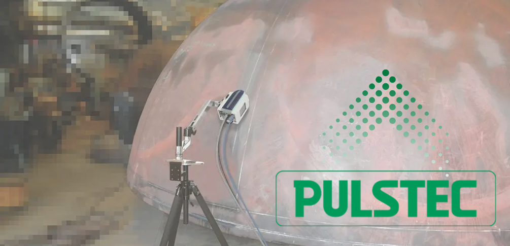 Pulstec's XRD residual stress analyzer being used in the field to measure part of a large, steel structure