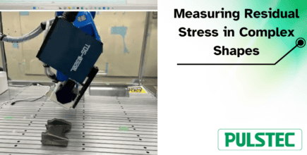 Pulstec's robotic stress mapping system measuring residual stress on a complex component